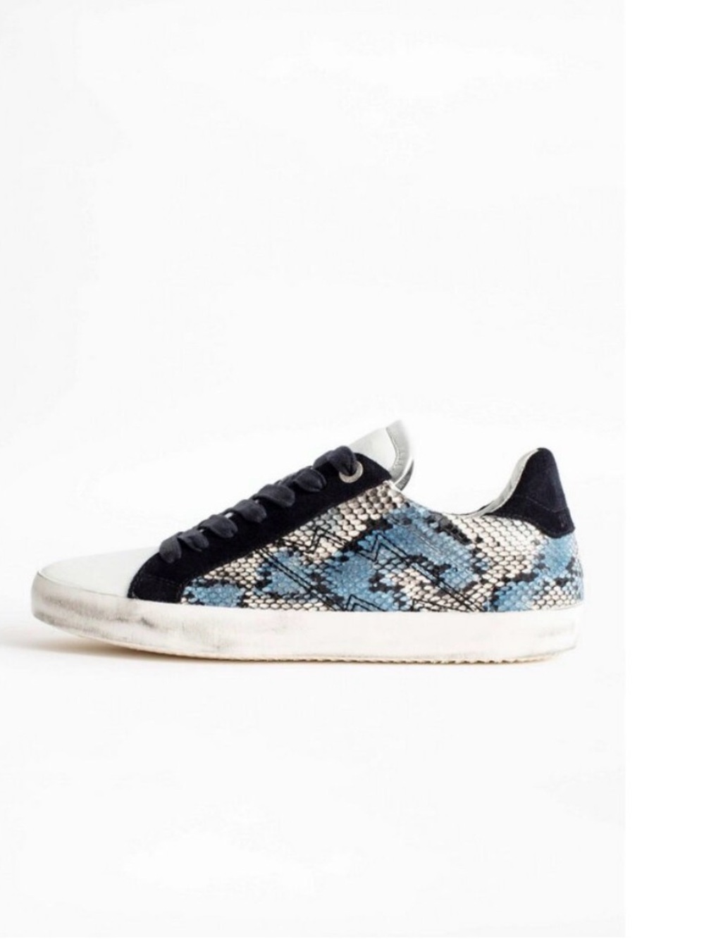 Zadig & Voltaire Low-Top Wild Snake-Print Sneakers in Blue and Black